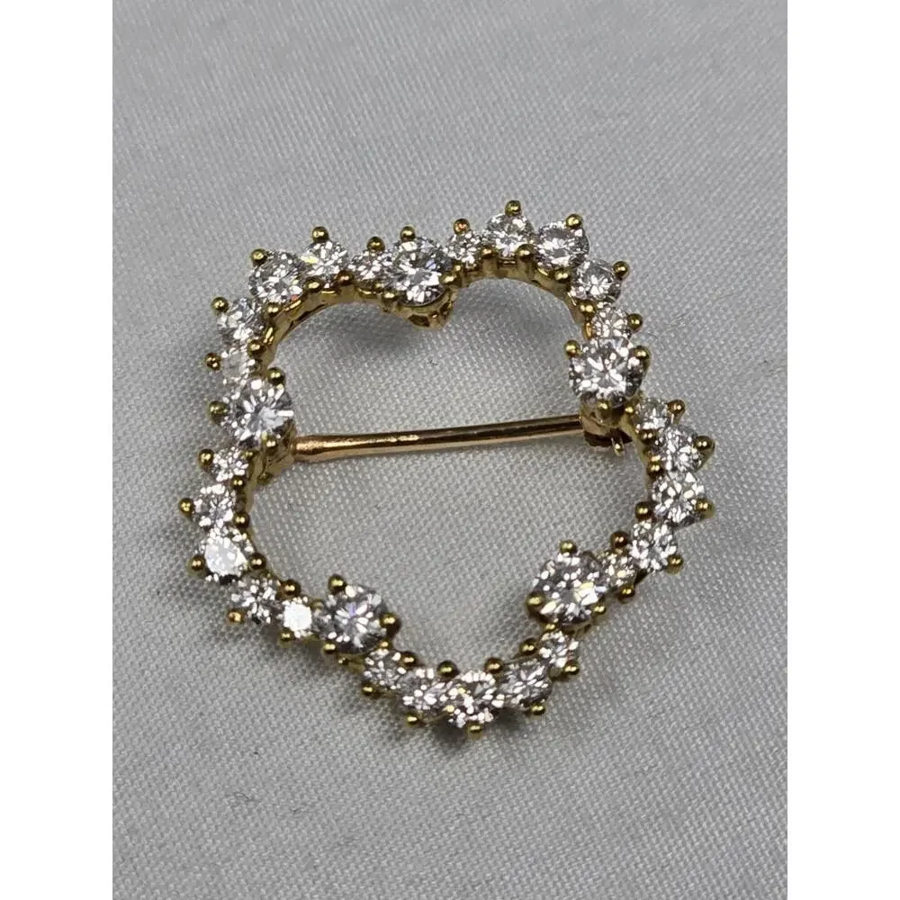 Vtg Kurt Wayne 18k Gold 1.74ctw Master Diamond Brooch Pin - Picture 2 of 9